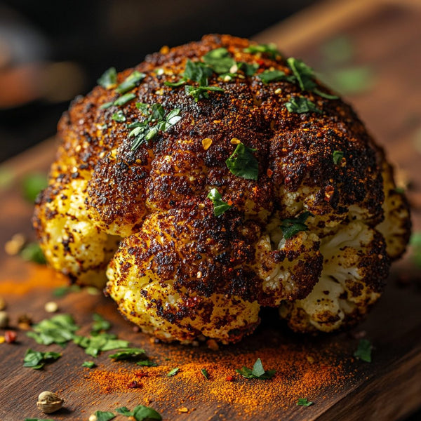 🌶 Spicy jerk cauliflower with fresh Caribbean herb sauce