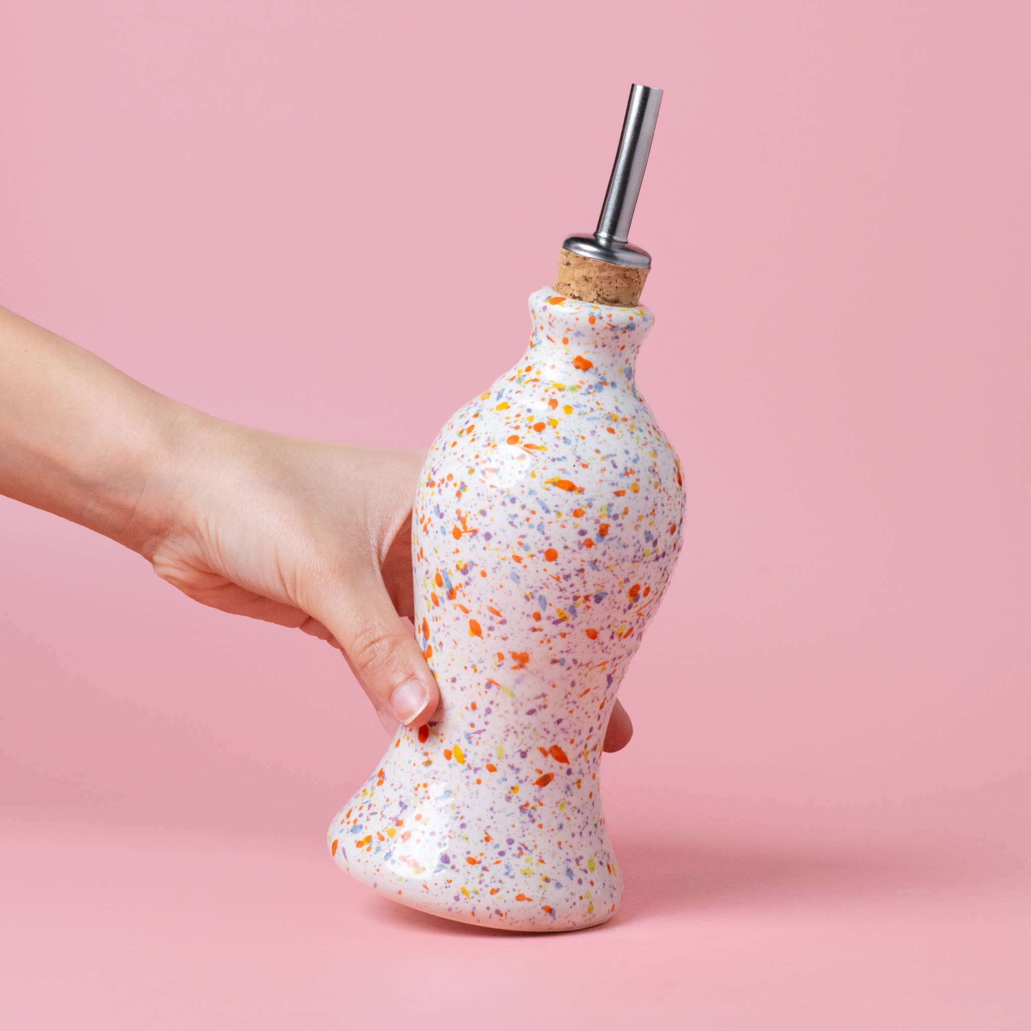 Handcrafted Ceramic Oil bottle - confetti