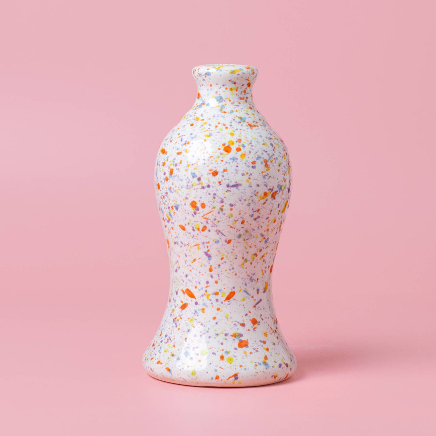 Handmade ceramic oil bottle confetti pattern lifestyle