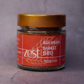 Bourbon Barrel BBQ rub smoky southern spice in glass jar with ZEST label