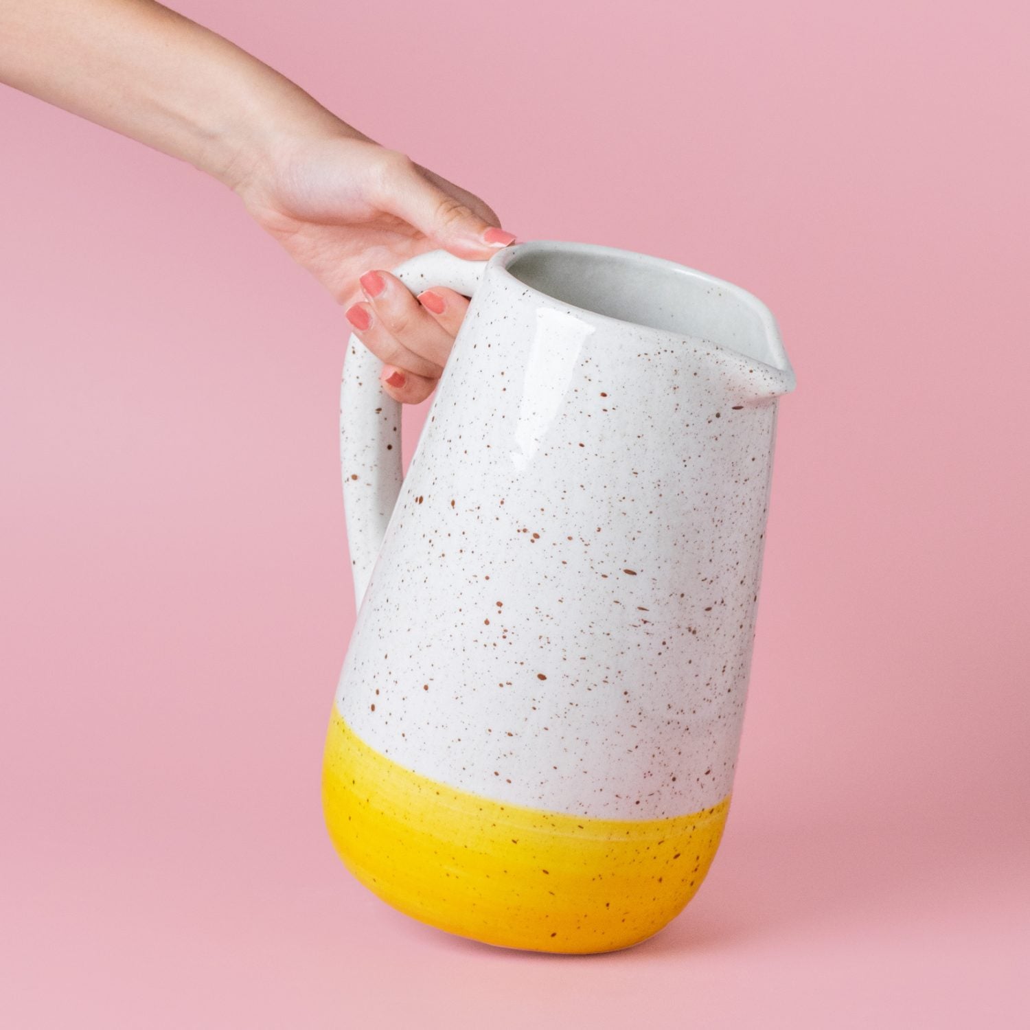 Large spotted ceramic jar top view