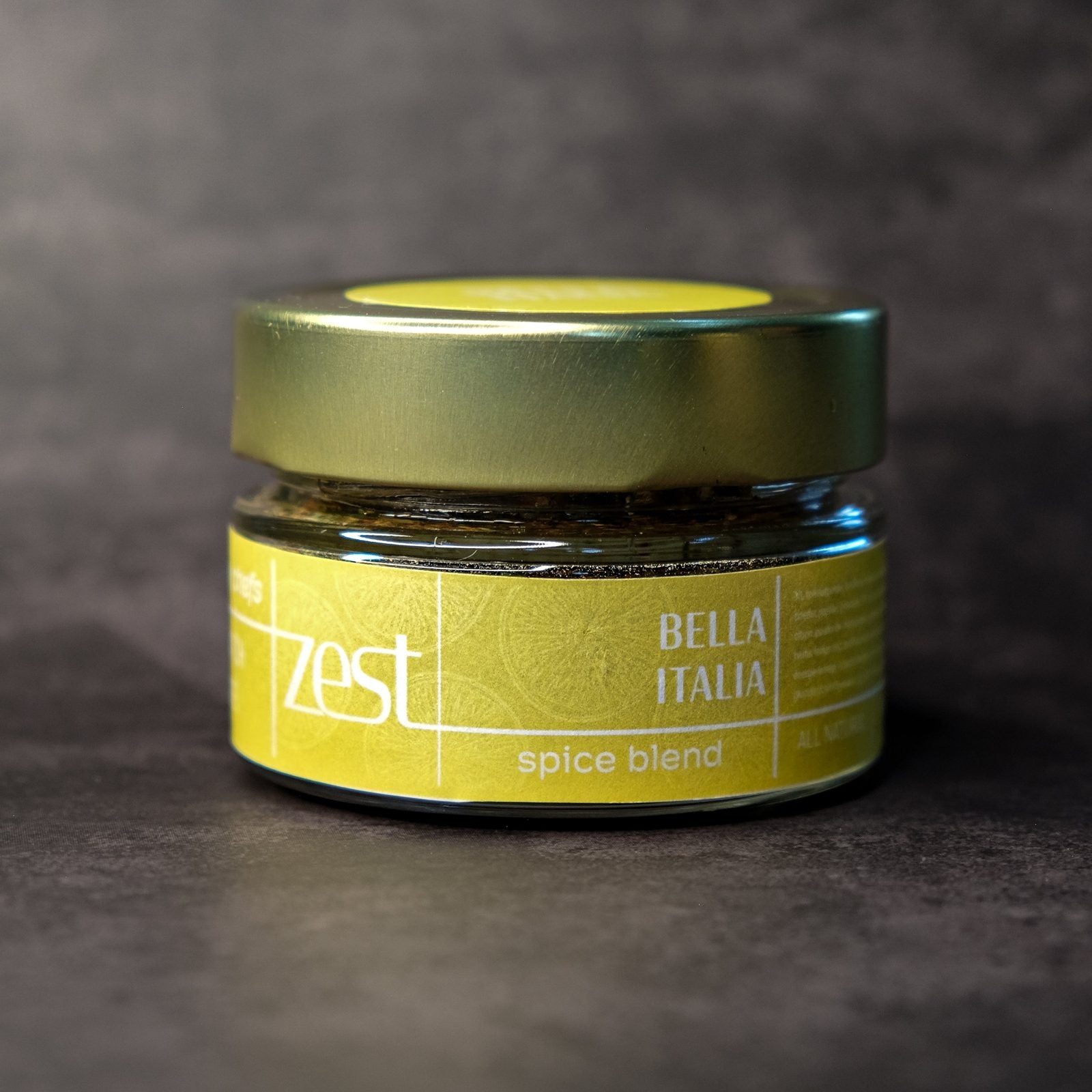 Bella Italia spice blend jar with ZEST label, front view