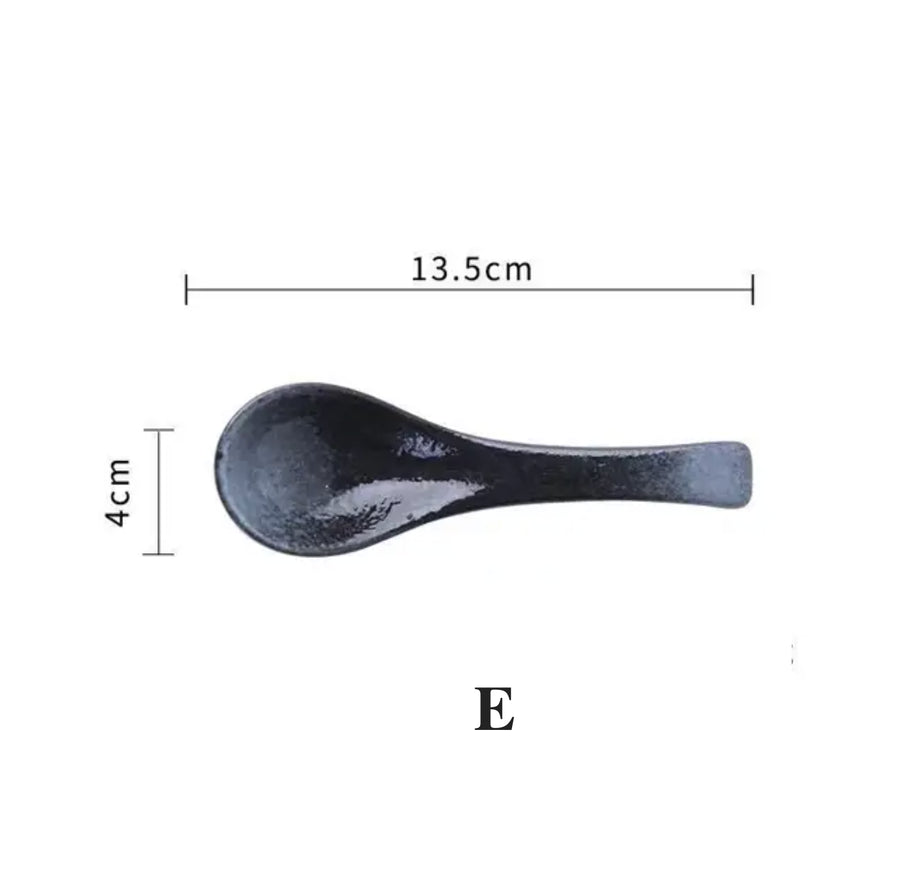 Japanese ceramic soup spoon detail handcrafted