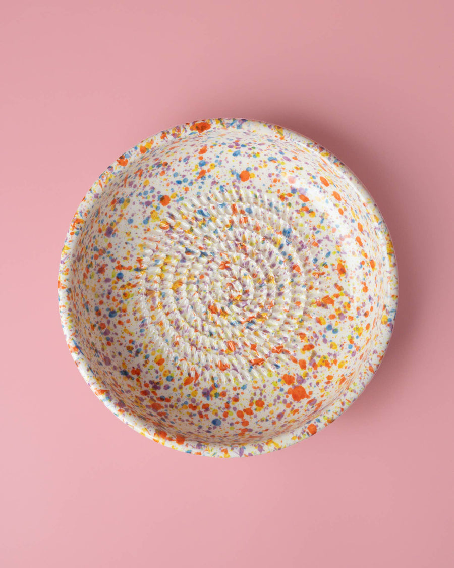 Close-up of Carnival confetti pattern on ceramic grater