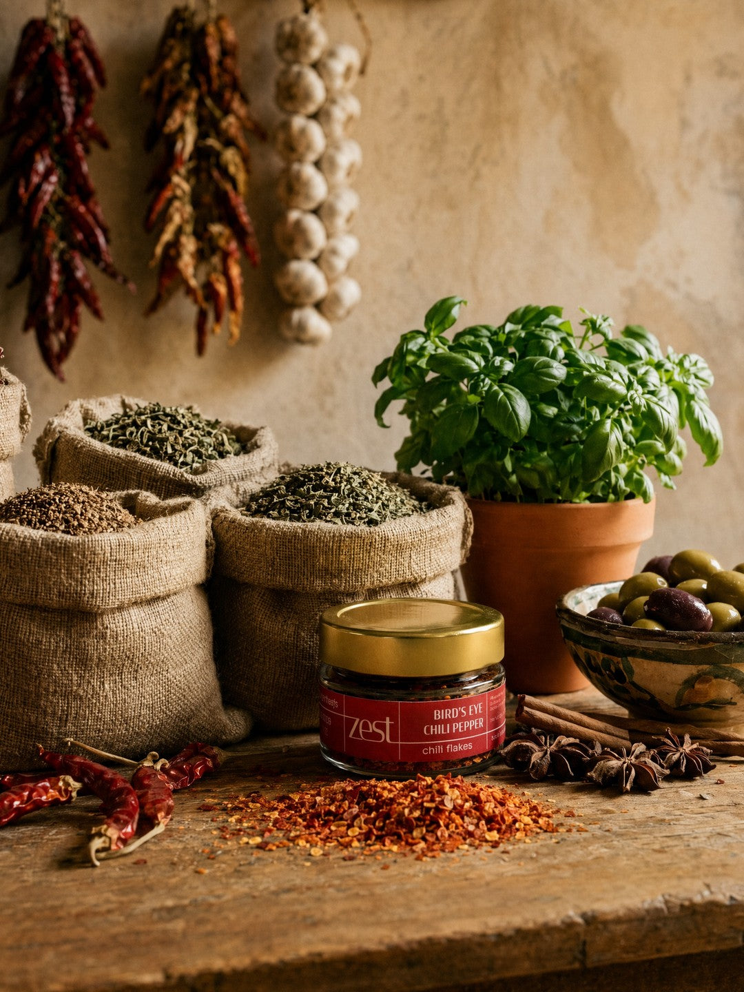 Bird's Eye Chili Flakes — Italian market lifestyle